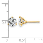 14k 2 carat Lab Grown Diamond VS/SI+ G+ Round Complete Three Prong Stud Earrings