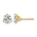 14k 2 carat Lab Grown Diamond VS/SI+ G+ Round Complete Three Prong Stud Earrings
