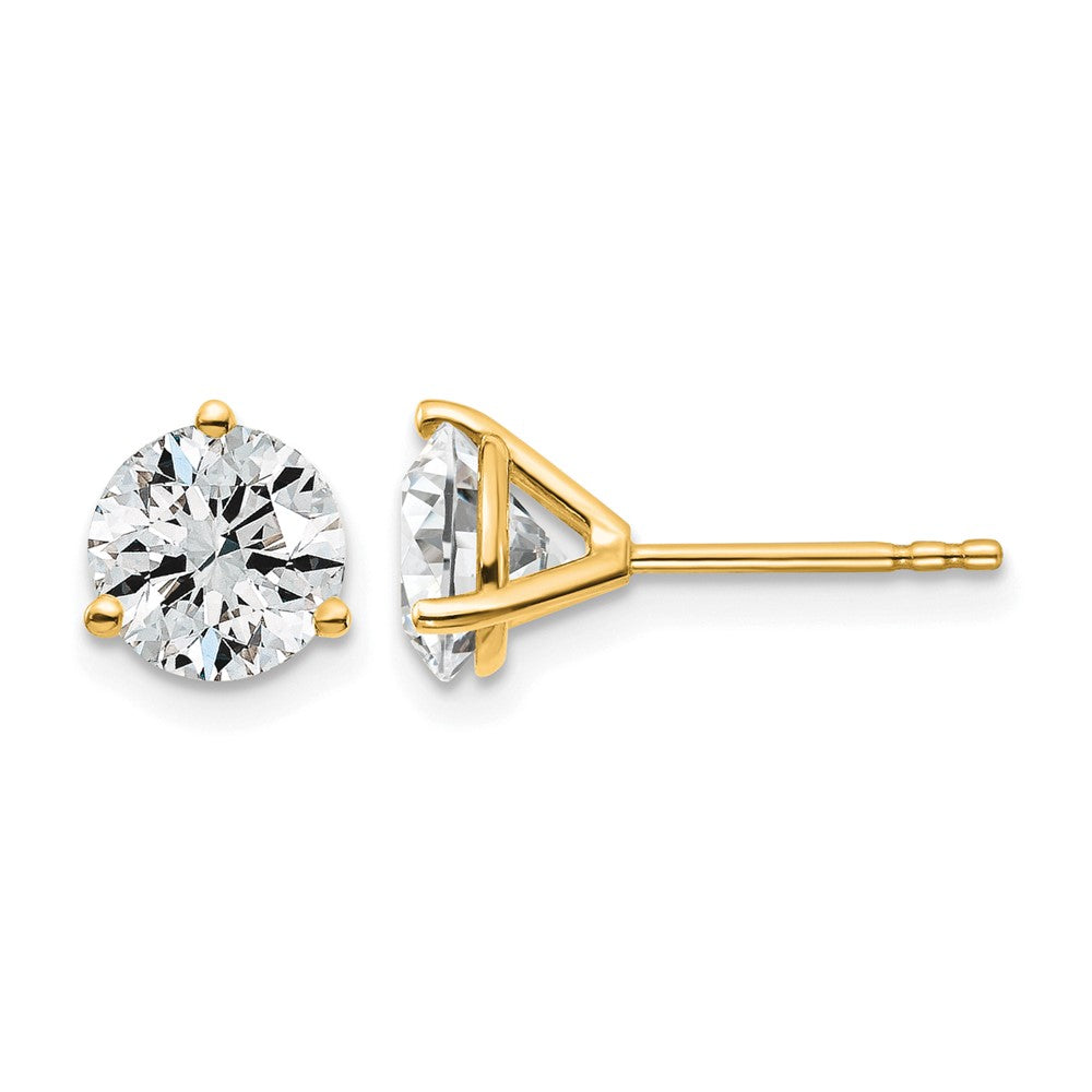 14k 2 carat Certified Lab Grown Diamond VS/SI+ G+ Round Complete Three Prong Stud Earrings