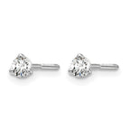 14k White Gold 1/5 carat Lab Grown Diamond VS+ F+ Round Complete Three Prong Screwback Stud Earrings