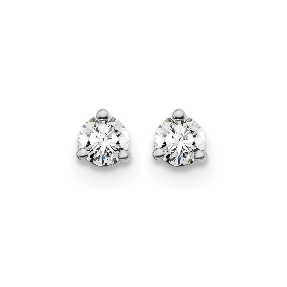 14k White Gold 1/5 carat Certified Lab Grown Diamond VS+ F+ Round Complete Three Prong Screwback Stud Earrings