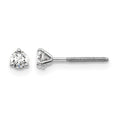 14k White Gold 1/5 carat Lab Grown Diamond VS+ F+ Round Complete Three Prong Screwback Stud Earrings
