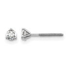 14k White Gold 1/5 carat Lab Grown Diamond VS/SI+ G+ Round Complete Three Prong Screwback Stud Earrings