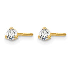 14k 1/5 carat Lab Grown Diamond VS/SI+ G+ Round Complete Three Prong Screwback Stud Earrings