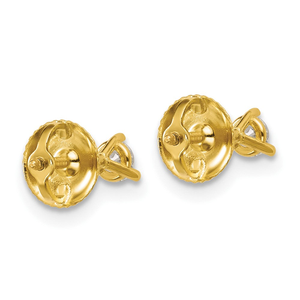 14k 1/5 carat Lab Grown Diamond VS/SI+ G+ Round Complete Three Prong Screwback Stud Earrings