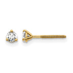 14k 1/5 carat Lab Grown Diamond VS/SI+ G+ Round Complete Three Prong Screwback Stud Earrings