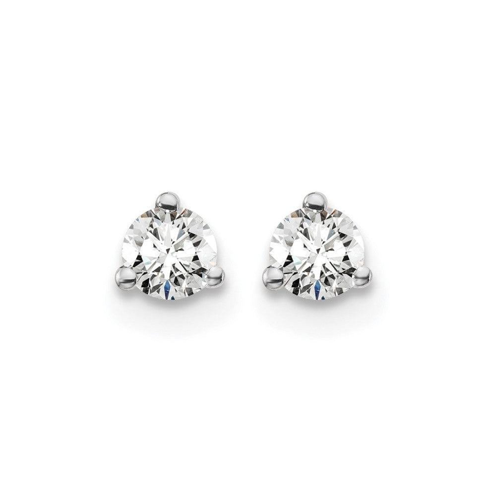 14k White Gold 1/4 carat Lab Grown Diamond VS+ F+ Round Complete Three Prong Screwback Stud Earrings