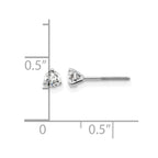 14k White Gold 1/4 carat Certified Lab Grown Diamond VS+ F+ Round Complete Three Prong Screwback Stud Earrings
