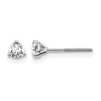 14k White Gold 1/4 carat Certified Lab Grown Diamond VS/SI+ G+ Round Complete Three Prong Screwback Stud Earrings