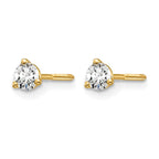 14k 1/4 carat Lab Grown Diamond VS+ F+ Round Complete Three Prong Screwback Stud Earrings
