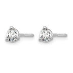 14k White Gold 1/3 carat Lab Grown Diamond VS/SI+ G+ Round Complete Three Prong Screwback Stud Earrings