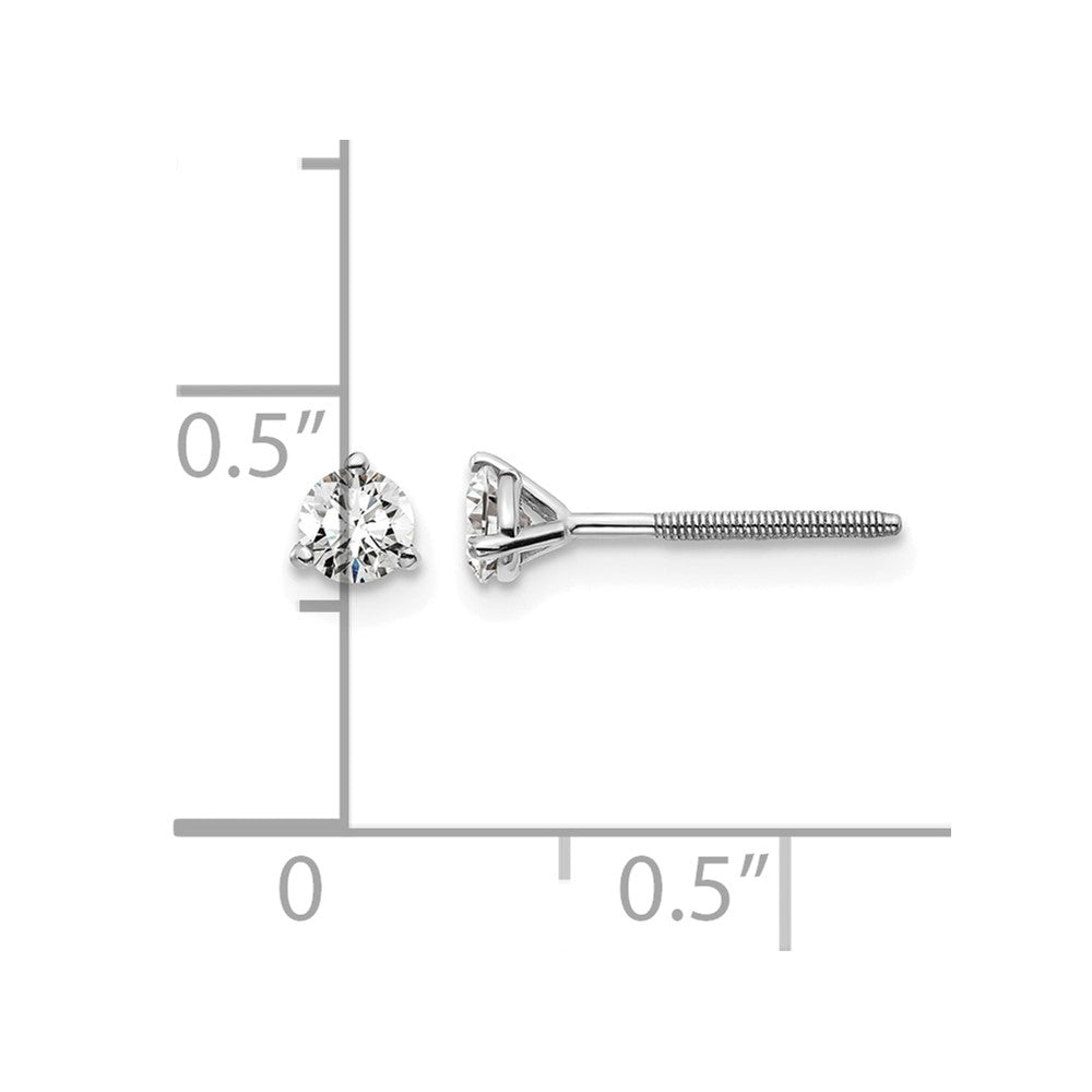 14k White Gold 1/3 carat Certified Lab Grown Diamond VS/SI+ G+ Round Complete Three Prong Screwback Stud Earrings