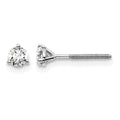 14k White Gold 1/3 carat Certified Lab Grown Diamond VS/SI+ G+ Round Complete Three Prong Screwback Stud Earrings