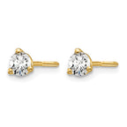 14k 1/3 carat Lab Grown Diamond VS+ F+ Round Complete Three Prong Screwback Stud Earrings