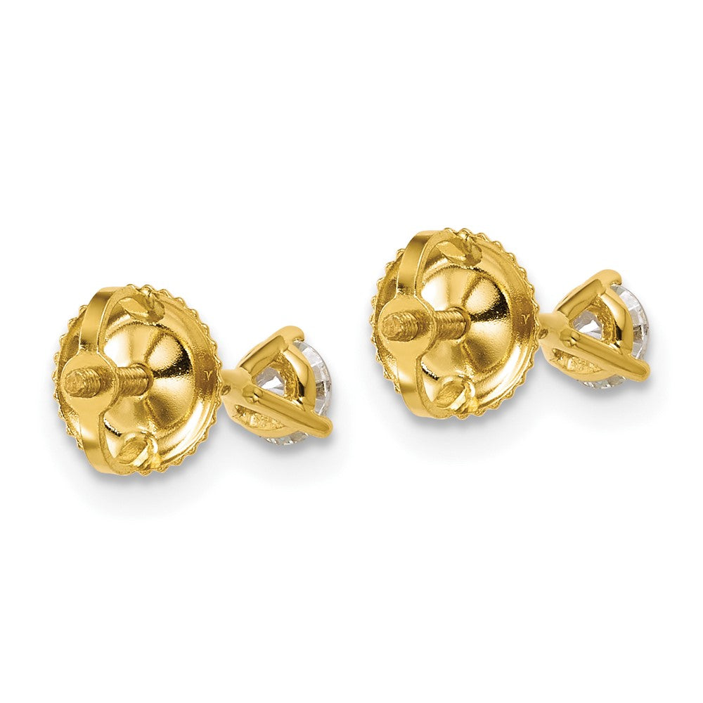 14k 1/3 carat Lab Grown Diamond VS+ F+ Round Complete Three Prong Screwback Stud Earrings