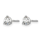 14k White Gold 1/2 carat Certified Lab Grown Diamond VS+ F+ Round Complete Three Prong Screwback Stud Earrings