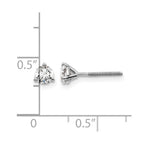 14k White Gold 1/2 carat Certified Lab Grown Diamond VS+ F+ Round Complete Three Prong Screwback Stud Earrings