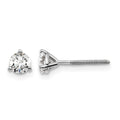 14k White Gold 1/2 carat Certified Lab Grown Diamond VS+ F+ Round Complete Three Prong Screwback Stud Earrings