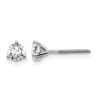 14k White Gold 1/2 carat Certified Lab Grown Diamond VS+ F+ Round Complete Three Prong Screwback Stud Earrings