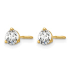 14k 1/2 carat Lab Grown Diamond VS+ F+ Round Complete Three Prong Screwback Stud Earrings