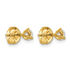 14k 1/2 carat Certified Lab Grown Diamond VS/SI+ G+ Round Complete Three Prong Screwback Stud Earrings