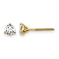 14k 1/2 carat Certified Lab Grown Diamond VS+ F+ Round Complete Three Prong Screwback Stud Earrings