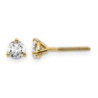 14k 1/2 carat Certified Lab Grown Diamond VS+ F+ Round Complete Three Prong Screwback Stud Earrings