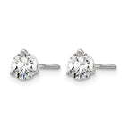 14k White Gold 5/8 carat Lab Grown Diamond VS+ F+ Round Complete Three Prong Screwback Stud Earrings