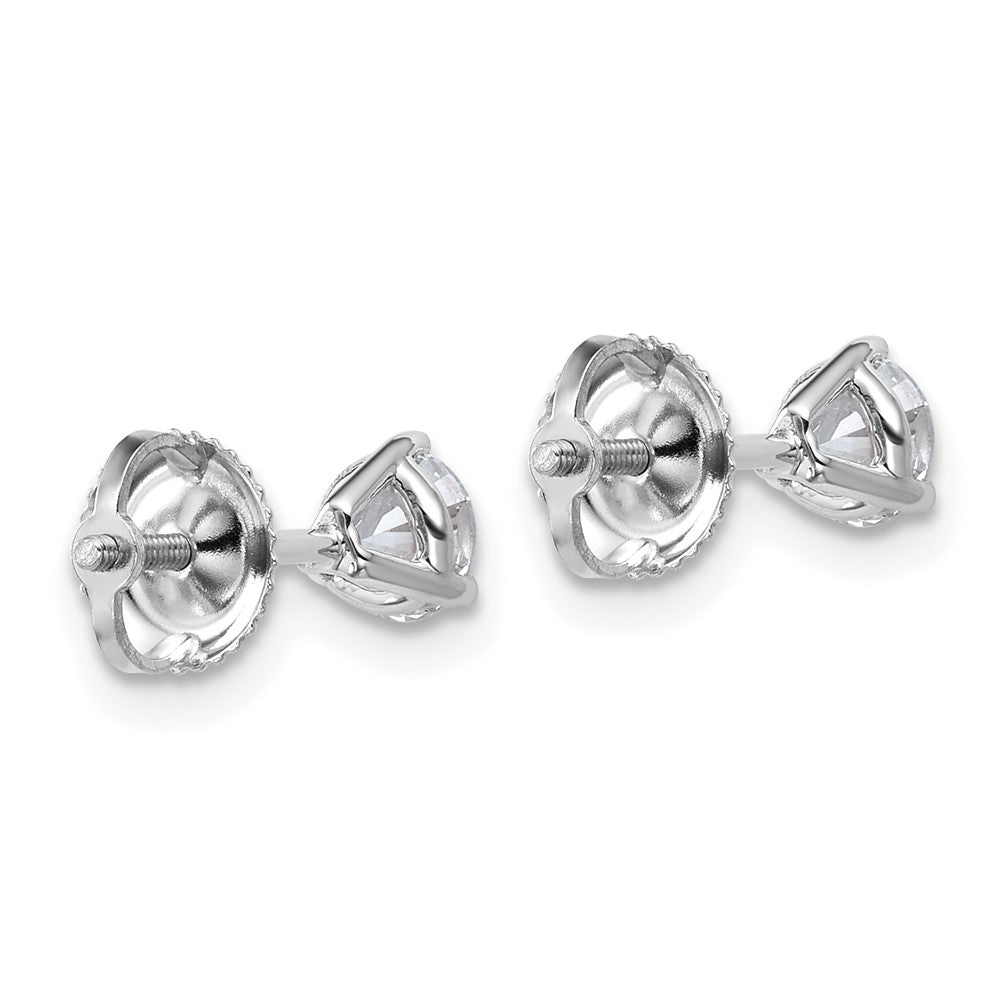 14k White Gold 5/8 carat Lab Grown Diamond VS/SI+ G+ Round Complete Three Prong Screwback Stud Earrings