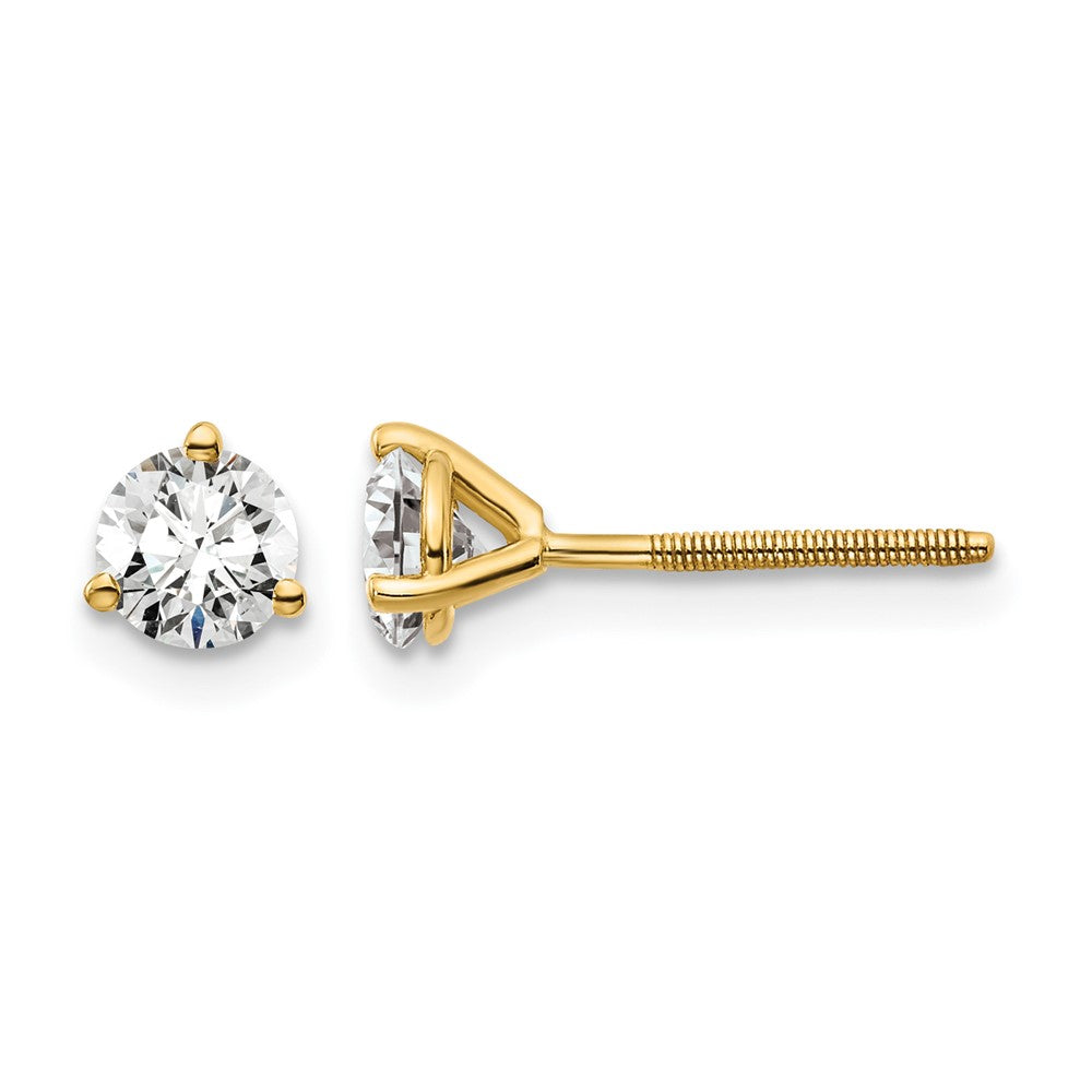 14k 5/8 carat Lab Grown Diamond VS/SI+ G+ Round Complete Three Prong Screwback Stud Earrings