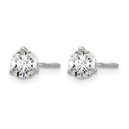 14k White Gold 3/4 carat Certified Lab Grown Diamond VS+ F+ Round Complete Three Prong Screwback Stud Earrings