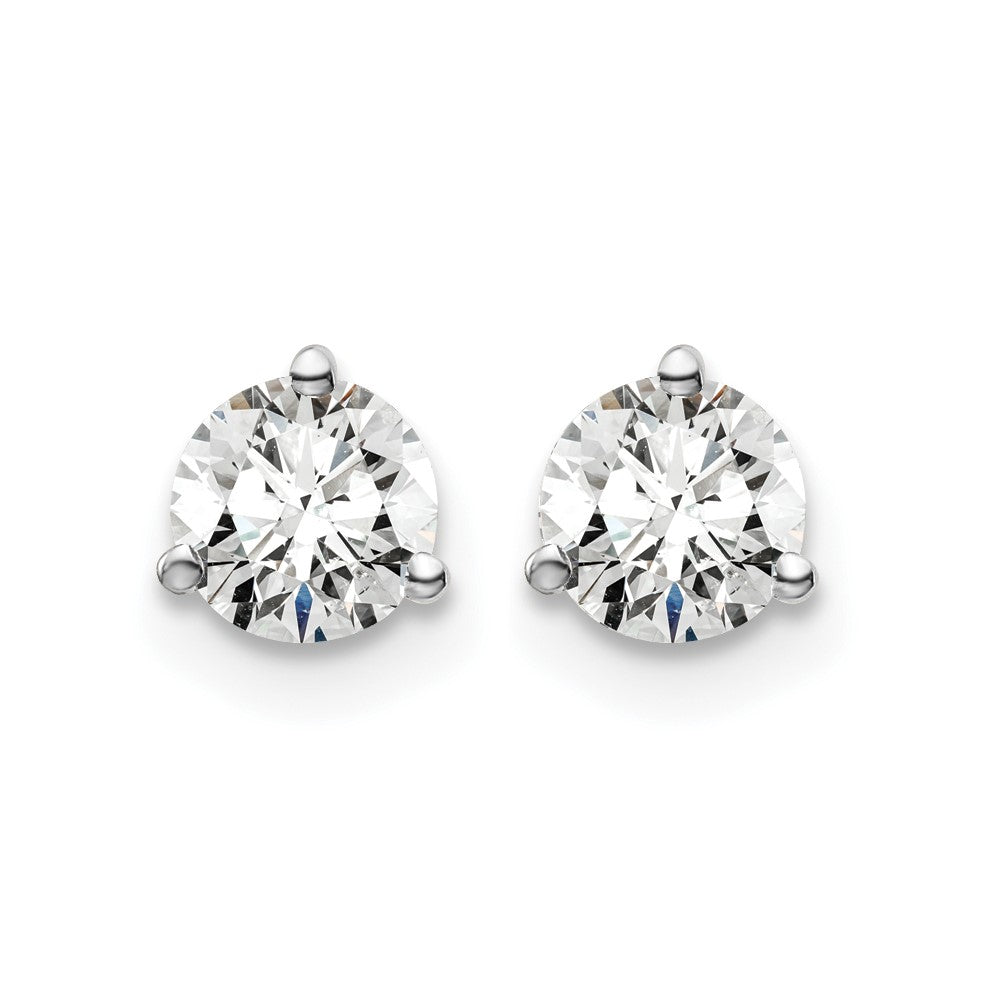 14k White Gold 3/4 carat Lab Grown Diamond VS+ F+ Round Complete Three Prong Screwback Stud Earrings