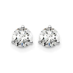 14k White Gold 3/4 carat Certified Lab Grown Diamond VS+ F+ Round Complete Three Prong Screwback Stud Earrings