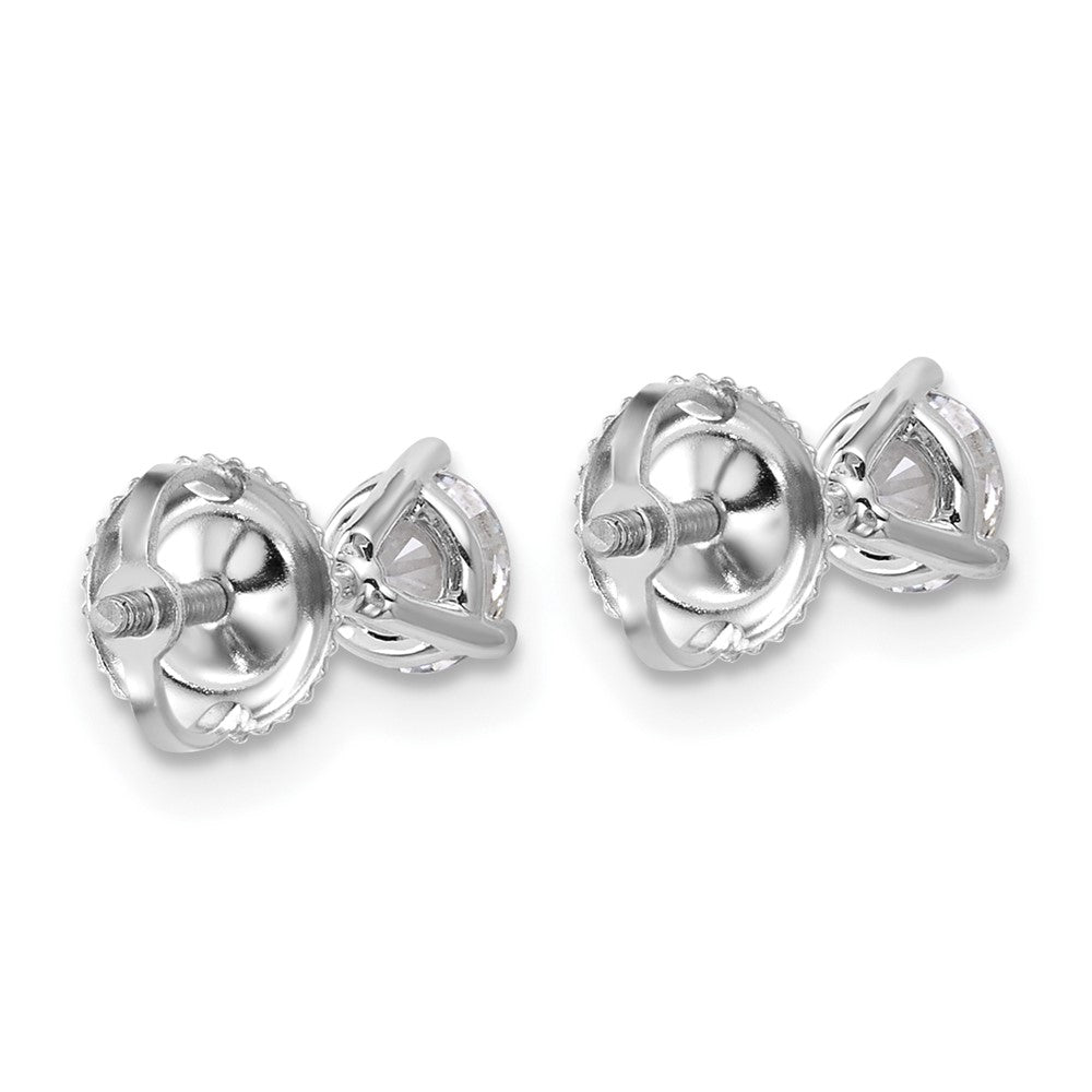 14k White Gold 3/4 carat Lab Grown Diamond VS/SI+ G+ Round Complete Three Prong Screwback Stud Earrings