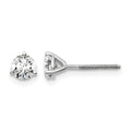 14k White Gold 3/4 carat Certified Lab Grown Diamond VS/SI+ G+ Round Complete Three Prong Screwback Stud Earrings