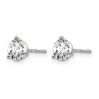 14k White Gold 1 carat Lab Grown Diamond VS+ F+ Round Complete Three Prong Screwback Stud Earrings