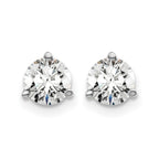 14k White Gold 1 carat Certified Lab Grown Diamond VS/SI+ G+ Round Complete Three Prong Screwback Stud Earrings