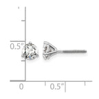 14k White Gold 1 carat Certified Lab Grown Diamond VS+ F+ Round Complete Three Prong Screwback Stud Earrings