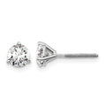 14k White Gold 1 carat Certified Lab Grown Diamond VS+ F+ Round Complete Three Prong Screwback Stud Earrings