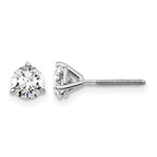 14k White Gold 1 carat Lab Grown Diamond VS+ F+ Round Complete Three Prong Screwback Stud Earrings