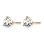 14k 1 carat Lab Grown Diamond VS/SI+ G+ Round Complete Three Prong Screwback Stud Earrings