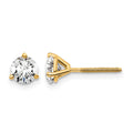 14k 1 carat Certified Lab Grown Diamond VS+ F+ Round Complete Three Prong Screwback Stud Earrings