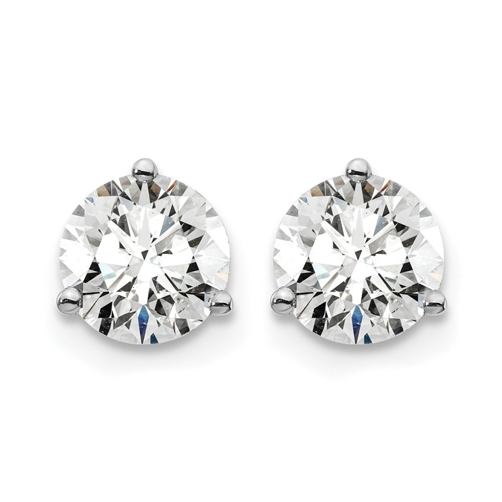 14k 1 1/2 carat Certified Lab Grown Diamond VS/SI+ G+ Round Complete Three Prong Stud Earrings