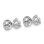 14k White Gold 1 1/2 carat Lab Grown Diamond VS/SI+ G+ Round Complete Three Prong Screwback Stud Earrings