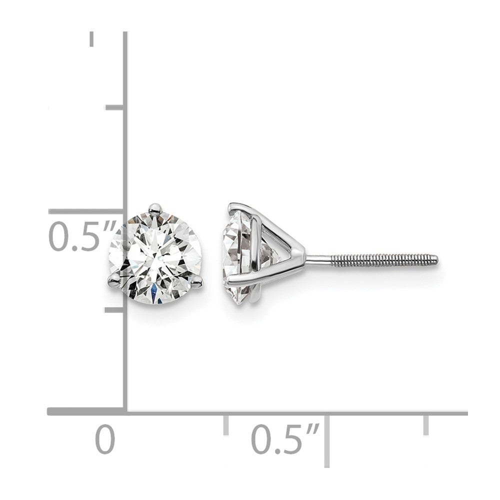 14k 1 1/2 carat Certified Lab Grown Diamond VS/SI+ G+ Round Complete Three Prong Stud Earrings