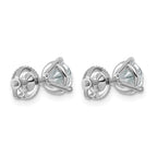 14k White Gold 2 carat Certified Lab Grown Diamond VS/SI+ G+ Round Complete Three Prong Screwback Stud Earrings