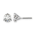14k White Gold 2 carat Lab Grown Diamond VS/SI+ G+ Round Complete Three Prong Screwback Stud Earrings