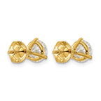 14k 2 carat Certified Lab Grown Diamond VS/SI+ G+ Round Complete Three Prong Screwback Stud Earrings