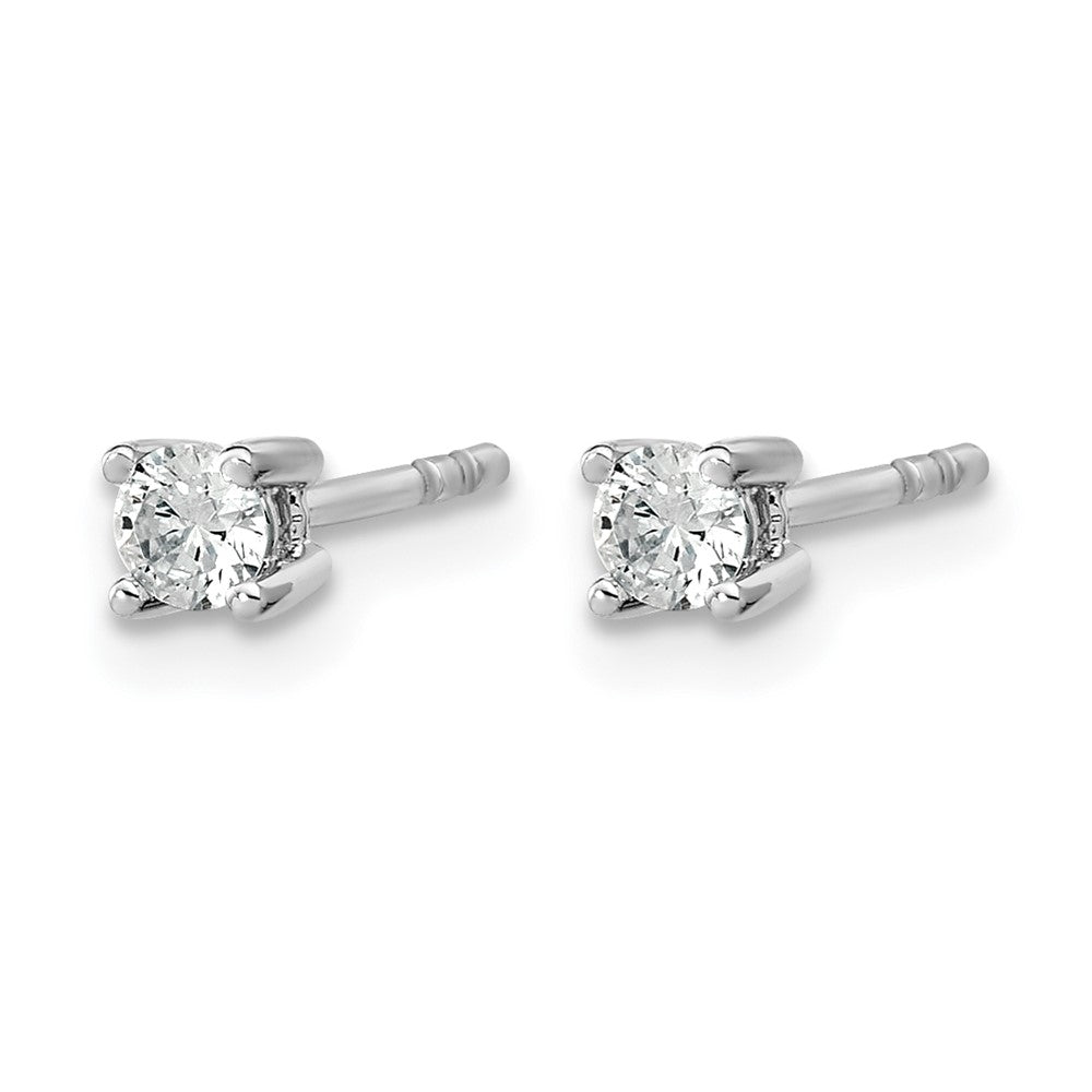 True Origin 14K White Gold 1/5 carat Lab Grown Diamond VS+ F+ Round Four Prong Heavy Weight Complete Stud Earrings