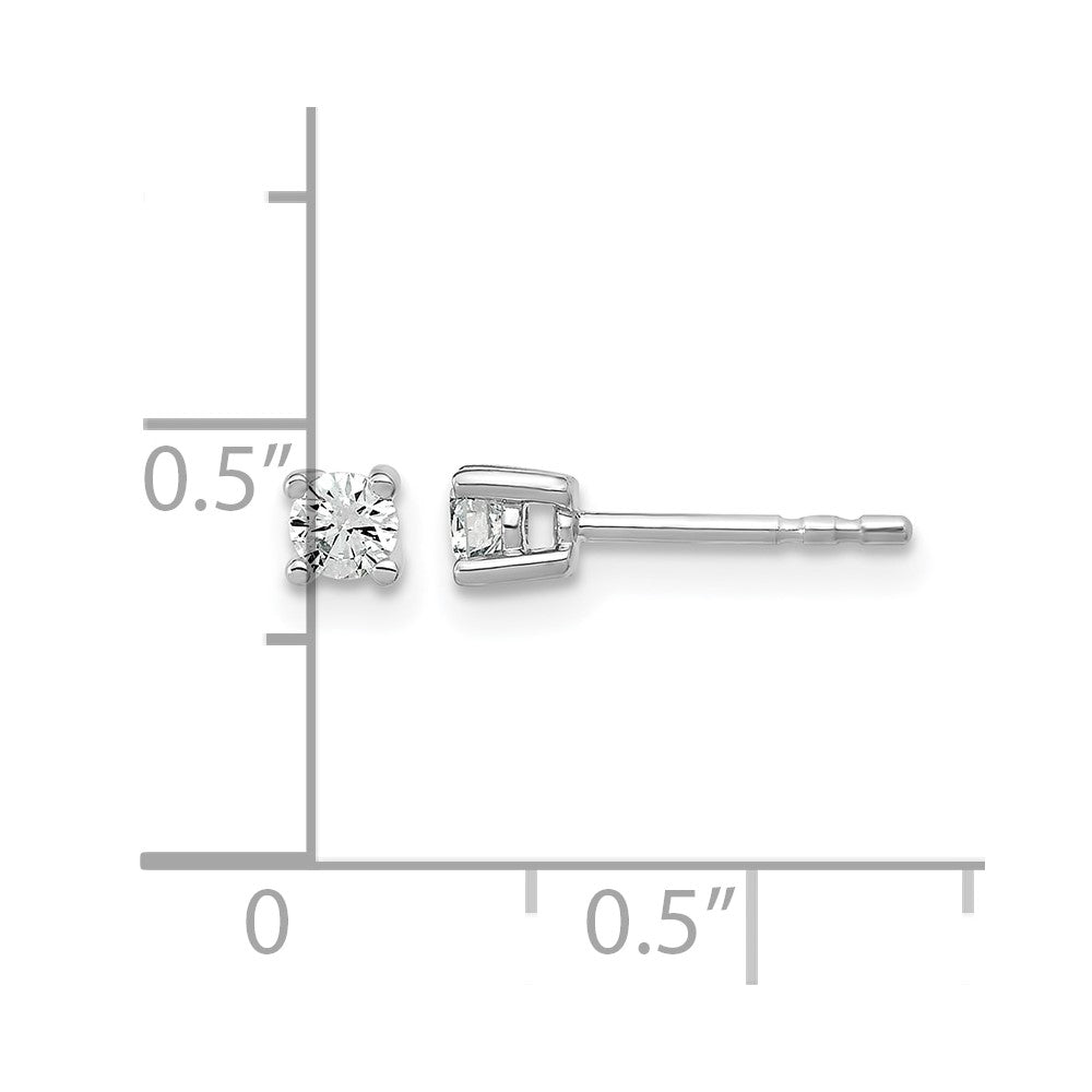 True Origin 14K White Gold 1/5 carat Lab Grown Diamond VS+ F+ Round Four Prong Heavy Weight Complete Stud Earrings